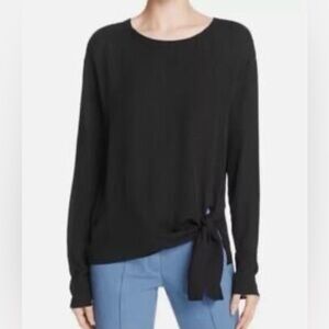 Theory Black Long Sleeve Top with Side Bow
